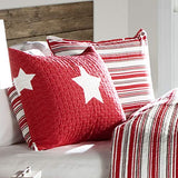 Lush Decor Star Quilt - Reversible 2 Piece Pattern Striped Bedding Set with Pillow Sham - Twin - Red Lush Decor