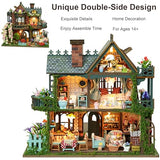 ISSEVE DIY Miniature House Kit, Tiny House Dollhouse Kit for Adults, Mini House Building Kits, Miniature Kit Adult Craft Diorama Kit Home Bookshelf Decoration, Gifts for Birthday (Fairy Garden House)