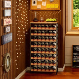 48 Bottles Floor Wine Rack with Wood Top, Freestanding Wine Bottle Organizer Shelf, Wobble-Free 8 Tier Wine Display Storage Stand for Kitchen Pantry, 25.2''L x 10.7''W x 47.2''H Sonyabecca