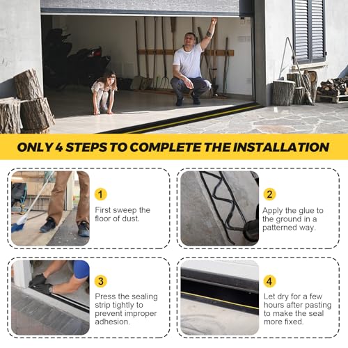 20FT Universal Garage Door Threshold Seal Strip - Garage Door Bottom Weatherproof Rubber Seal Strip DIY Weather Stripping Replacement (Black) by Beaquicy Beaquicy