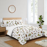 Sweet Jojo Designs Woodland Forest Animals Boy Girl Gender Neutral Unisex Queen Comforter Set Full Size Bedding Kids Teen Adult Bed Room 3pc Brown Bear Owl Animal Print Tree Deer Bunny Taupe Friends Sweet Jojo Designs