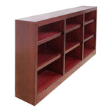 BOWERY HILL Traditional 36" Tall 9-Shelf Triple Wide Wood Bookcase in Cherry BOWERY HILL