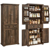 VASAGLE Pantry Cabinet, 15.7 x 30 x 71.7 Inches, Freestanding Tall Cupboard Storage Cabinet with a Drawer, 2 Cabinets, 6 Adjustable Shelves, for Living Room, Kitchen, Deep Brown UBBK561K01 VASAGLE