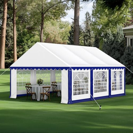 GREEN PARTY 16x20FT Party Tent Heavy Duty, Large Wedding Event Shelters with 3 Carry Bags & Removable Sidewalls, Outdoor Canopy Gazebo Commercial Tent for Carport Camping Garden Patio GREEN PARTY