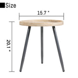 LITA Log Desktop Round Side End Table, Indoor Outdoor Wooden Tray Nightstand Table with Metal Stand for Living Room Bedroom Office Small Spaces (M) LITA