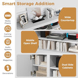 Tangkula Fireplace TV Stand for TVs up to 80", 70" Media Console Table with 36" Electric Fireplace, 3 Adjustable Shelves, Anti-Tipping Kits & Soft Close Hinges, Entertainment Center (White) Tangkula