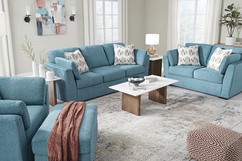 Signature Design by Ashley Keerwick Scandinavian Loveseat with 4 Toss Pillows, Blue Signature Design by Ashley