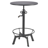 LOKKHAN Industrial Bar Table-33.5-39.4 Inch Tall-Adjustable Bar Height Pub Table-23.7 Inch Swivel Round Metal Top-Easily Adjusts by Crank Handle, Black LOKKHAN