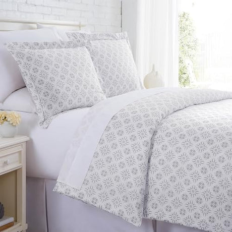 SouthShore FINE LIVING Aztec Dreams Collection, 300 Thread-Count, Premium Quality Single-Ply, Long Staple Cotton Sateen Duvet Cover Set, Twin / Twin XL, Lunar Grey Southshore Fine Living, Inc.