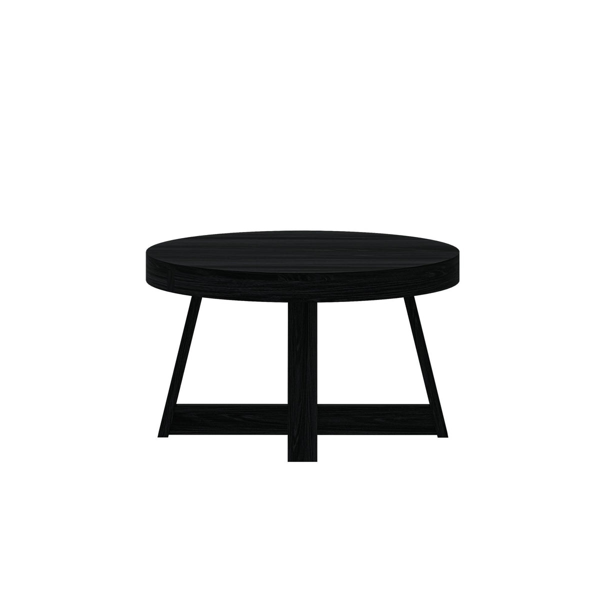 Plank+Beam Classic Round Coffee Table, 30 Inch Farmhouse Coffee Table, Mini Center Tables for Small Spaces, Small Living Space Tea Table, Black Wirebrush Plank+Beam