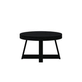 Plank+Beam Classic Round Coffee Table, 30 Inch Farmhouse Coffee Table, Mini Center Tables for Small Spaces, Small Living Space Tea Table, Black Wirebrush Plank+Beam