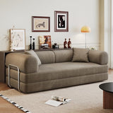 ZEIINPA 79" Convertible Sleeper Sofa Bed, Modern Corduroy Floor Couch Bed with Silver Fixed-Shape Frame, Modular Sofa Couch with Pull Out Bed, Loveseat Sleeper Boneless Couches for Living Room, Camel ZEIINPA