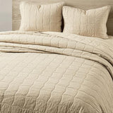 Wonderful Natural Linen Cotton Quilt - Skin-Friendly Breathable & Hypoallergenic Quilt King, 3 Piece Wavy Box Stitched Linen Bedding Set, All-Season Use Bedspread & Coverlet Bedding, 104"x94" Wonderful