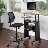 Safco 1929CY MUV Mobile Stand-Up Height-Adjustable Desk,Keyboard Storage, Steel Frame Construction, Durable Melamine Laminate Work Surface, 4 Wheels, Narrow Design Safco