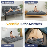 MAXYOYO 6" Futon Mattress Full Size, Tufted Futons Sofa Couch Bed with Twisted Rope Design Edging, Thick Corded Fabric Floor Mattress for Adults, Shredded Foam Filling (Frame Not Included), Dark Grey MAXYOYO