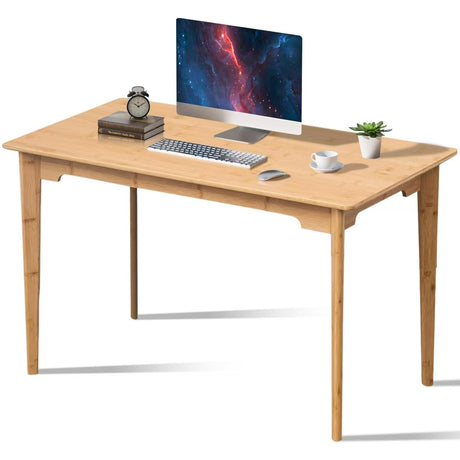 DOUSY 47" Bamboo Multipurpose Table, Simple Writing Computer Desk Home Office Table Dining Table for Living Room, Bedroom, Kitchen, Study, Makeup DOUSY