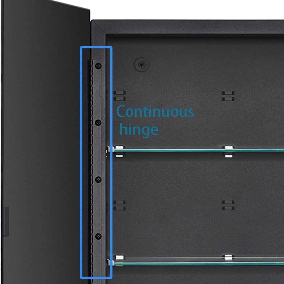 IDYLLOR Black Bathroom Medicine Cabinet with Beveled Edge Mirrored Door 16 x 22 inch, Recessed or Surface Mount, with Adjustable Glass Shelves IDYLLOR