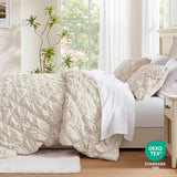 Intelligent Design King Comforter Set – Ivory Lily Puffy Floral Shabby Chic Boho Bedding Comforter Set, Pinch Pleat Bedding Sets, Ultra-Soft, Lightweight & All-Season, King/Cal K Intelligent Design