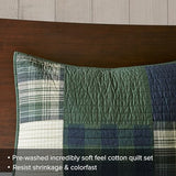 Woolrich Quilt Set Patchwork Channel Quilting, Cottege Coverlet for Twin Size Bed All Seasons, Lightweight Prewashed Cotton Coverlet Bedspread, Shams, Mill Creek, Oversized Twin/Twin XL Green 2 Piece Woolrich John Rich & Bros.