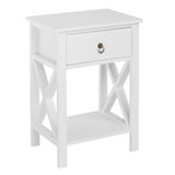 Bonnlo White Nightstand, Small Nightstand with drawer & shelf, Farmhouse Night Stand Bedroom, End Table/Bedside Table/White Side Table w/Rustic Handle for Small Spaces, Dorm, Kids Room, Living Room Bonnlo