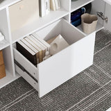 WOODTIME U-Shaped Electric Standing Desk with Drawer, Doors & Open Shelves, Height Adjustable Home Office Computer Stand up Desk with Storage, White WOODTIME