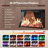 Flamaker Fireplace TV Stand for TVs up to 65'', 3-Sided Glass Media Entertainment Center Console with Storage, Adjustable Flame LED Color for Living Room (Black) Flamaker