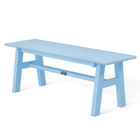VINGLI 47” Outdoor HDPE Bench, Weatherproof Garden Bench w/Metal Legs, Poly Lumber Porch Benches, 660 LBS Capacity Outdoor Backless Patio Benches for Entryway Deck (Blue) VINGLI