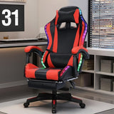 Gaming Chair with Bluetooth Speakers ＆ LED Lights, Ergonomic Massage Computer Chair Height Adjustable, Video Game Chair with 360° Swivel Seat and Headrest, High Back Lumbar Support Design cukoekim