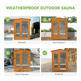 springspa Outdoor Infrared Sauna 3 Person for Home, 15amp Low EMF Far Infrared Spruce Wooden Sauna with Bluetooth,LCD Panel springspa