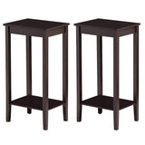 Yaheetech Side Table set of 2, Wooden End Tables with Storage Shelf and Solid Wood Legs, 29in High Telephone Table Narrow Sofa Side tables for Living Room/Small Spaces/Hallway/Study, Dark Coffee Yaheetech