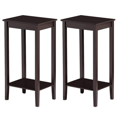 Yaheetech Side Table set of 2, Wooden End Tables with Storage Shelf and Solid Wood Legs, 29in High Telephone Table Narrow Sofa Side tables for Living Room/Small Spaces/Hallway/Study, Dark Cof - WoodArtSupply