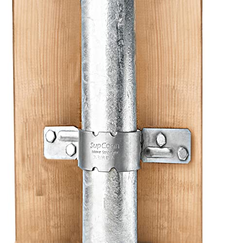 Fence Brackets SupConn（12Pcs) , Tube Tie 2-3/8" , Steel to Wood Fence Bracket, Galvanized Fence Post Bracket，Fence Brackets for Metal Posts - Fence Post Repair （No Include Screws） SupConn