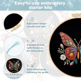 RidaaFri Embroidery Kit for Beginners, 3 Pk Stamped Butterfly DIY Craft Supplies with Hoop, Needles, Floss, Video, Complete Starter Kit for Learning Embroidery, Hobby Gift
