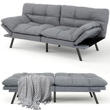 MUUEGM 71" Futon Sofa Bed, Comfortable Memory Foam Futons Sofa with Adjustable Backrest & Armrests, Convertible Loveseat Futon Bed for Compact Living Room, Apartment, Office, Grey MUUEGM