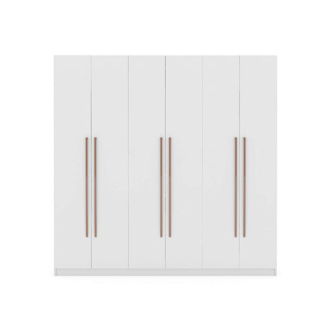 Manhattan Comfort Gramercy 3-Sectional Wood Wardrobe Armoire Closet in White Manhattan Comfort