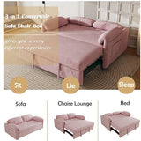 Anwick Modern Velvet 3 in 1 Sleeper Sofa Bed,Convertible Folding Futon Sofa Pull Out Couch Bed with 3 Reclining Backrests,Pillows,54" Small Love Seat for Compact Living Room Office (Pink, 54") Anwick
