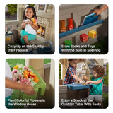 Step2 Charming Cottage Kids Playhouse, Indoor and Outdoor Playset, Interactive Sounds, Toddlers 2+ Years Old, Easy to Assemble Backyard Discovery Playhouse Step2