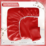 VACVELT 2-Piece Satin Fitted Sheet Set Twin Size, Red Bottom Bed Sheet with 1 Pillowcase, Similar to Silk Sheets, Luxury & Silky Bedding Set, 15 Inch Deep Pocket VACVELT