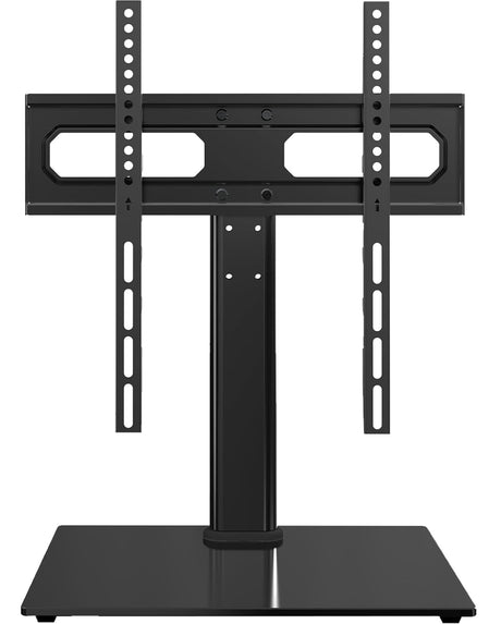 OLIXIS Universal TV Mount Stand for 26-55 inch TVs, Height Adjustable, Swivel Table Top TV Stand with Tempered Glass Base, Holds up to 99 LBs, Max VESA 400x400mm OLIXIS