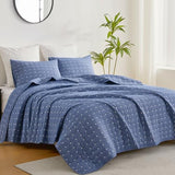 ENJOHOS Blue 100% Cotton Linen Twin Quilt Set, Twin Bedspread Coverlet, Twin Size Quilt Bedding Set, Reversible Lightweight Bed Quilt with Shams for Girl Boy Kid (2 Pieces, 68"x86") ENJOHOS