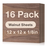Rowood 16 Pack Walnut Plywood 1/8,12x12x1/8inch,Thin 3mm Unfinished Plywood for Laser Cutting & Engraving,DIY Adult Craft Project Kits for Ornaments, Models Drawing,Wood Burning rowood