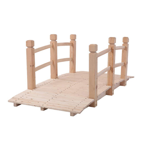 Volowoo Garden Bridge,Wooden Arc Bridge with Rails for Garden,Classic Decoration for Landscaping，Backyard Creek Pond or Farm (59.06 x 26.38 x 22.05)‘’ Volowoo