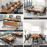 Conference Table 8pack,Modern Mobile Seminar Meeting Table with Silent Wheels,Modular Conference Room Tables,Flip Top Mobile BusinessTraining Tables for Office,Meeting Room,Classroom (55.1in) Molpeiy
