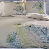 100% Cotton, 3-Piece King/California King, Single Ply, Soft, Embroidered Peacock Duvet Cover Set Superior