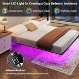 Zevemomo Floating Queen Bed Frame with LED Light, Heavy-Duty Metal Platform Queen Bed Frame Floating with Charging Station, Easy Assembly, No Box Spring Needed, Black Zevemomo