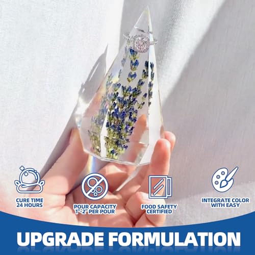 24H Deep Pour Epoxy Resin 0.75 Gallon, Fast Cure Casting Resin Kit for 1-2" Depths, Bubble Free & High-Gloss Food Safe Resin Epoxy, Heat Resistant for Charcuterie Board, Serving Trays & Resin Coasters Shabebe