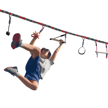 Slackers Ninjaline - 36' Intro Kit - Includes 7 Hanging Attachments - Best Outdoor Ninja Warrior Training Equipment For Kids - Build Your Very Own Backyard Obstacle Course - Rated Ages 5+ Slackers
