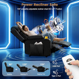 TOMOSLTER Home Theater Seating Power Recliner Chair, Massage Reclining Sofa with Cup Holders, Wall Hugger RV Recliners,145° Adjustable Recline & Pockets for Movie Room(Black, Single Chair)
