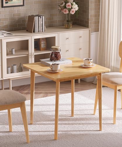 HOOBRO Bamboo Dining Table, Square Dining Table for 2, 27.6" Kitchen Table for Small Space, Writing Table, Easy to Assemble, for Dining Room, Living Room, Office, Kitchen, Apartment, Natural YL70CZ01 HOOBRO