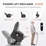 MAHOMICO Power Lift Recliner Chair for Elderly with Vibration Massage and Lumbar Heating, Electric Lift Recliner Sofa with USB Charging Port and Side Pocket for Living Room Comfort
